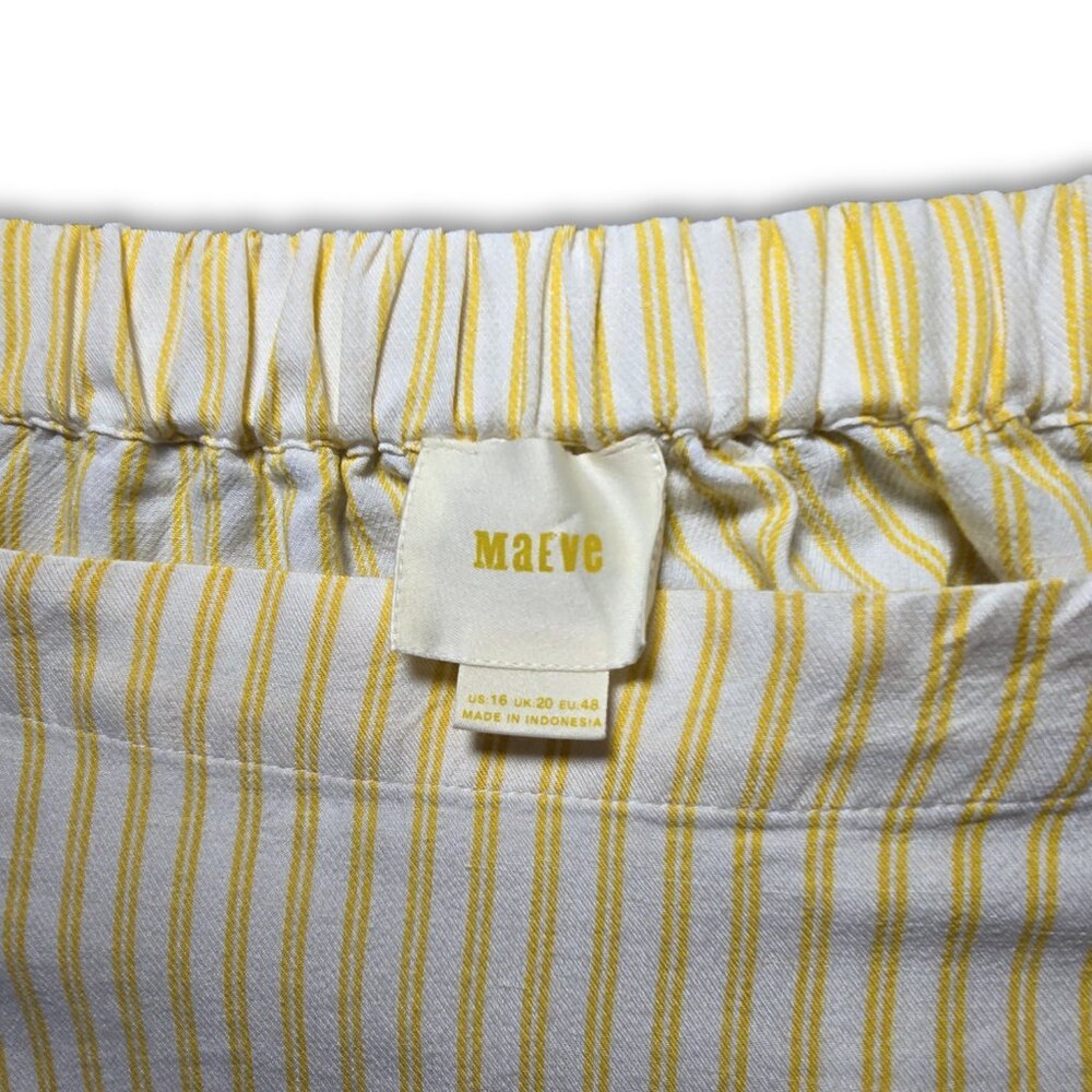 Maeve by Anthropologie Clotille Off-The-Shoulder Blouse Yellow White Size 16 - Picture 7 of 9